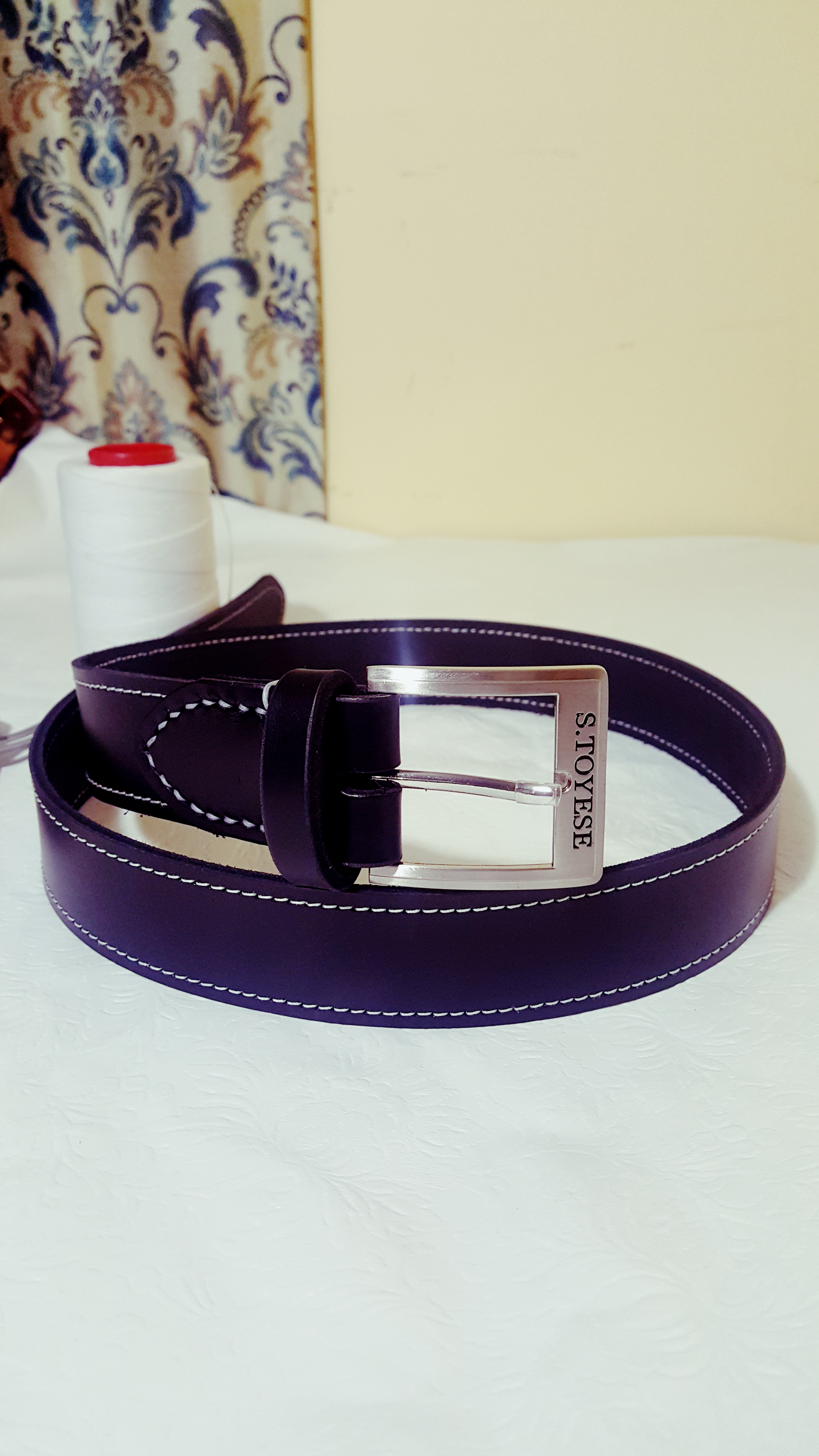 S.TOYESE MENS HAND MADE BELT - BLACK